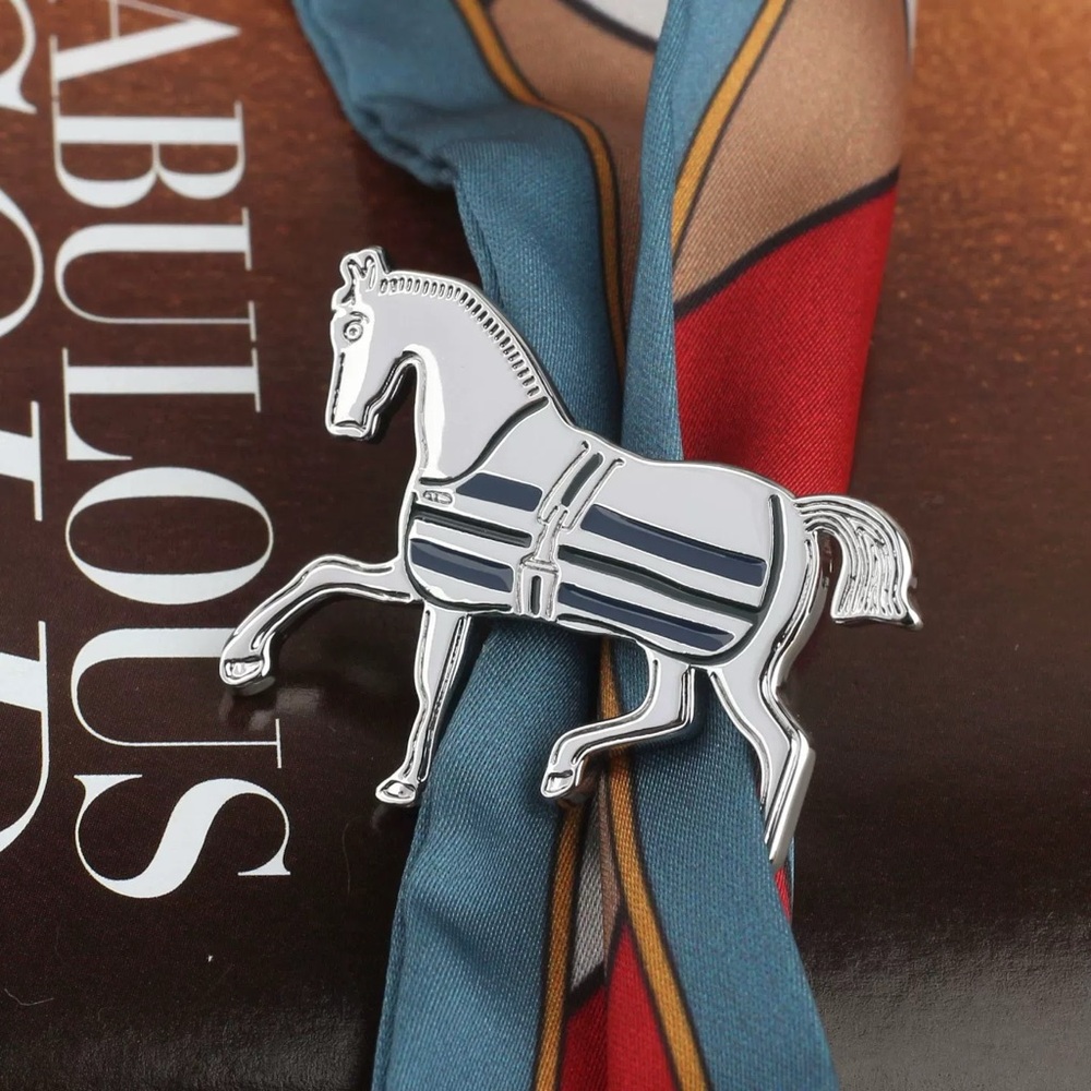 Luxury Silver Horse Scarf Ring